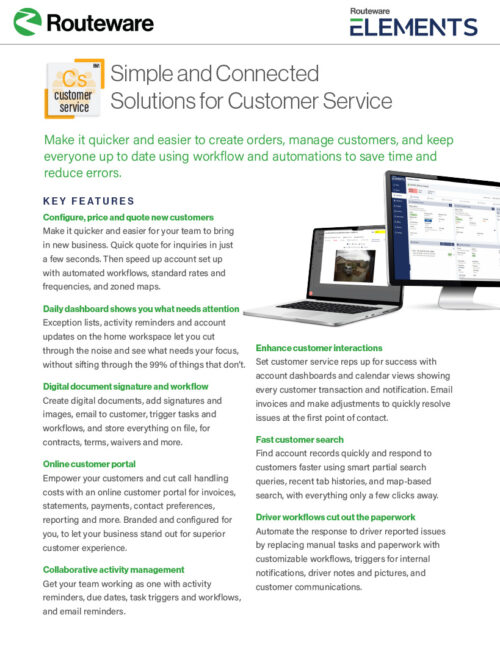 Routeware Elements One Pager CustomerService FactSheet