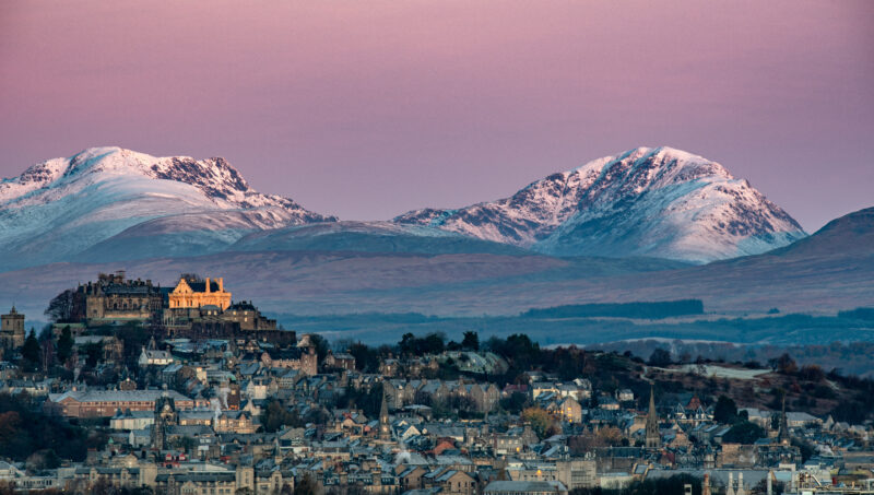 Stirling, Scotland with mountains in background