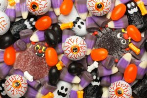 halloween candy of all colours, shapes, and sizes